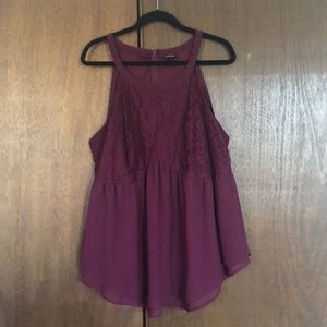 Burgundy flowy tank from Torrid